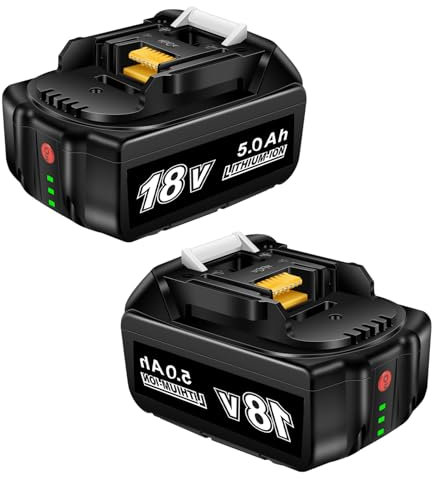 Chgdkjy 2 Packs 5000mAh Battery Replacement for Makita 18V Battery BL1860B BL1850 BL1850B BL1830 BL1840 LXT-400 with LED Indicator, Works with Original 18V Cordless Power Tools
