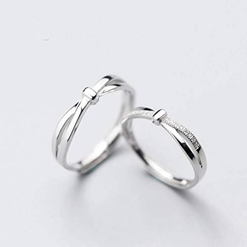 GeRRiT S925 Silberringe Paar Ringe für Männer und Frauen Kreuzband Diamantring Glatte Paar Ringe Schmuckein Paar, Paar,