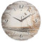 Kreative Feder Runde Wanduhr „Steg“ aus Naturholz mit flüsterleisem Uhrwerk; Durchmesser 30cm (Steg, leises Quarzuhrwerk)