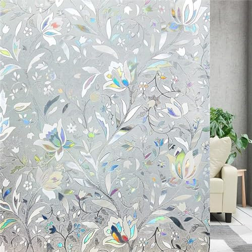 Película adhesiva 3D para ventana de cristal esmerilado, 45 x 300 cm, ideal para ventanas de baño, cocina, puertas de cristal
