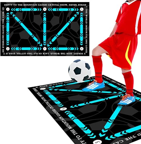 WTZWYFWJ Fussball Matte,60 X 90cm Fussball Trainingsmatte,Blau Fußball Schritt Trainingsmatte,Rutschfeste Fussballmatte Training,Fussball Matte Ballkontrolle,Fußballübungsausrüstung Für Jugendliche