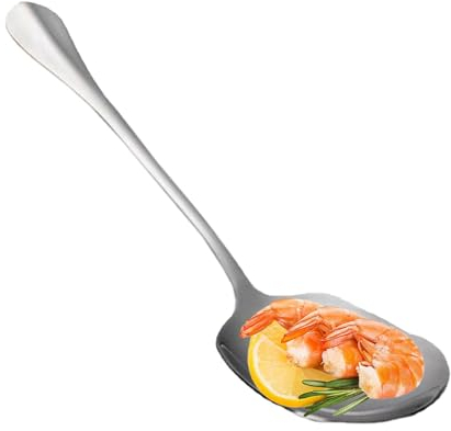de acero inoxidable, cucharas grandes para servir comida, Cuchara de arroz grande de acero inoxidable, Cuchara de metal para servir, cubiertos de cocina ergonómicos para cocinar, hornear y