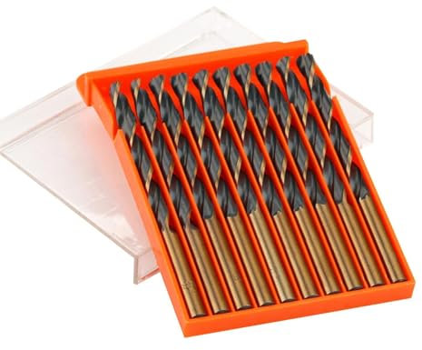 Stahlbohrer Für Hartmetall | 10-teiliges Selbstschmierendes Hochgeschwindigkeits-Spiralbohrer-Set,Zubehör Für Holz, Gusseisen, Edelstahl, Alu-minium, Kupfer Und Gehärtetes Metall