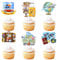 Blumomon 30Pcs Traveling Airplane Cupcake Toppers Map Luggage Plane Cupcake Decoration Birthday Party Baby Shower Travel Theme Party Cake Decoration