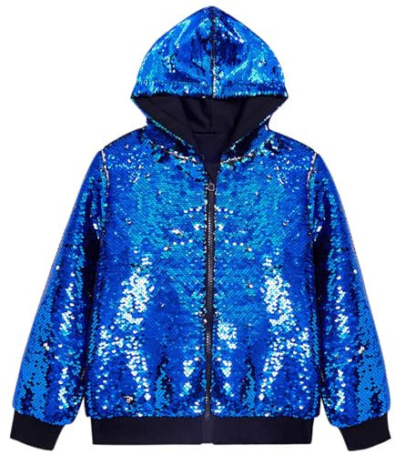 RUMAOZIA Herren Bomberjacke mit Kapuze, Langarm Party Club Metallic Glitzer Sequin Jacken Hoodie Kapuzejacke Baseball Glänzende Jacke Pailletten Jacke, Party Outfit, Karneval Kostüm Disco Jacke