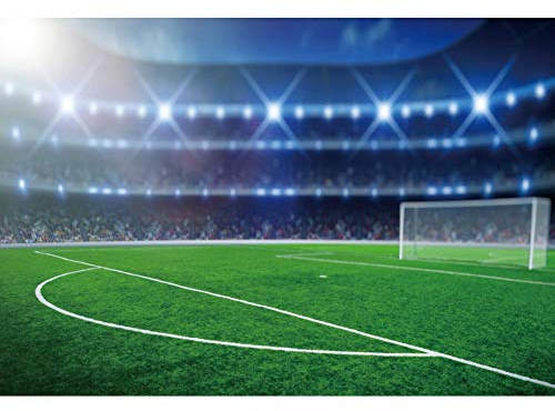 Xiaoterna 2,2x1,5m Fußballfeld Hintergrundkulisse Fußballstadion Sport Jungen Fotografie Hintergrund Grünes Gras Fußballfeld Hintergrundkulisse Geburtstagsfeier Dekoration Foto Requisiten