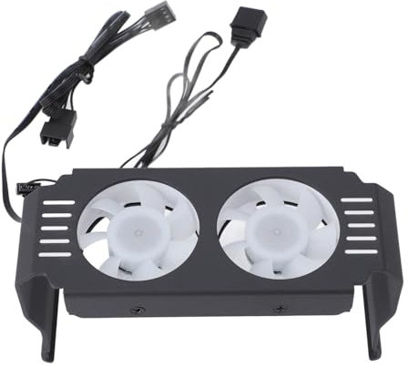 PUSOKEI Computer Memory RAM Cooler ARGB Dual Fans, Memory Module Heat Sink with 5V 3 Pin ARGB Sync Light Effect, PWM Temperature Control, Support DDR/DDR2/DDR3/DDR4/DDR5 (Black)