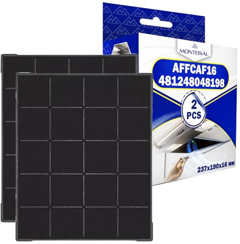 2 Pièces Filtre Hotte Aspirante à Charbon Actif 237x190x16 mm avec le Code Original AFFCAF16 pour Airforce 481248048198 pour Indesit pour Whirlpool - MONTERAL