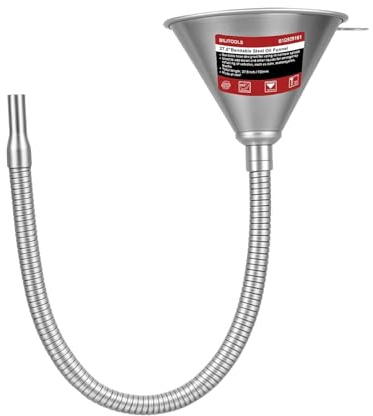 BILITOOLS Entonnoir Huile Voiture avec Tuyau Flexible 665 mm | métal avec filtre, pour huile moteur, essence, diesel, vidange et boîte de vitesse
