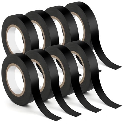 LOBVABA 8 Pezzi Nastro Isolante Elettrico in PVC,Nastro Adesivo Isolante 16mm*20m,Electrical Tape,Nastro Isolante Universale,Nastro Elettrico per Proteggere,Unire e Riparare Cavi