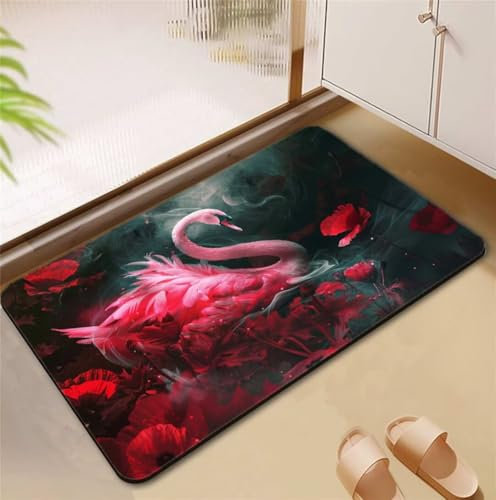 Badezimmerteppich Red Badematte Rutschfester 140x200cm, Super Absorbierender Badteppich rutschfest Waschbar Duschvorleger Schnelltrocknend Badvorleger Badematte Dünne Stone Bath Mat Mats D4-641