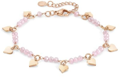 Nomination - Bracciale Donna, Collezione Mon Amour in Acciaio e Cristalli, Finitura Oro Rosa, Lunghezza Regolabile 16-19 cm, Elegante, Regalo Donna, Confezione Originale (Cuore)