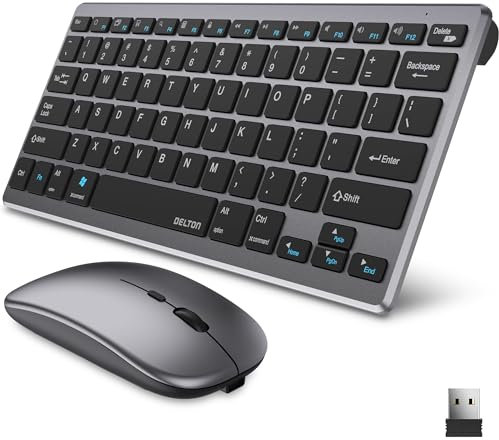 Delton N35 Portable/Travel/Small Wireless Keyboard and Mouse Combo - Bluetooth & 2.4GHz, 3 Adjustable DPI (800/1200/1600), Compatible with PCs, laptops, macOS, and iOS - Black
