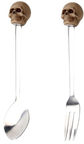 Cabilock 1 Satz Schädel Löffel Erdnussbutter Pickel für Obstgabeln Mini-Kuchengabeln Besteck kaffelöffel kaffeelöffel löffel aus edelstahl Snacks Löffel Harz Silver