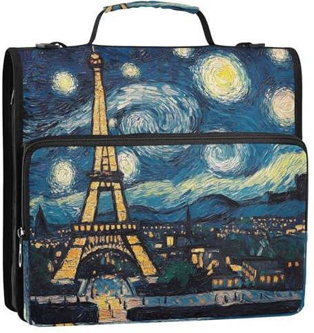Paris Eiffeltuch Sternennacht Ordner Ordner, Ordner mit Gurt, robuste Ordner