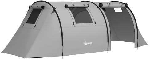 Outsunny Tente de Camping pour 3-4 Personnes avec Sac 470x220x150 cm Gris