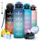 Gourde- 1,5l- Gourde Sport, Anti Fuite, Gourde Graduée pour 1 Journee, Facile à Nettoyer, Gourde Motivation, Gourde Adulte avec Marqueur de Temps, Bouteille Horaire pour Aptitude, Camping, Randonnée