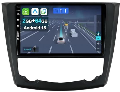 KEC 9 【2+64G】 Android 15 Autoradio für Renault Kadjar 2015-2019-mit Wireless Apple CarPlay/Android Auto/Mirror Link/GPS Navigation/Bluetooth 5.0/WiFi/USB/Navi/FM+Rückfahrkamera