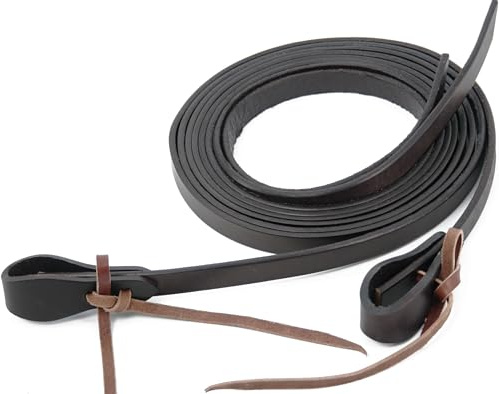 Jeereal Spaltzügel aus Leder, schweres Ölgewicht, eingebrochen, geschmeidige Ranch-Zügel für Western Horse ProTack, 1,6 cm x 2,4 m, Schwarz / Braun