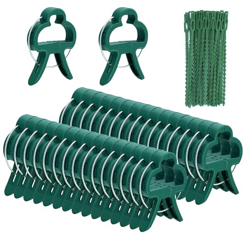 DAVIDJAMESCLARKE 64PCS Pflanzenclips Set, Pflanzenklammern, Rankpflanzen Bindeset, Für Tomaten, Rosen, Gurken Stabile Klammern Für Kletterpflanzen Befestigung