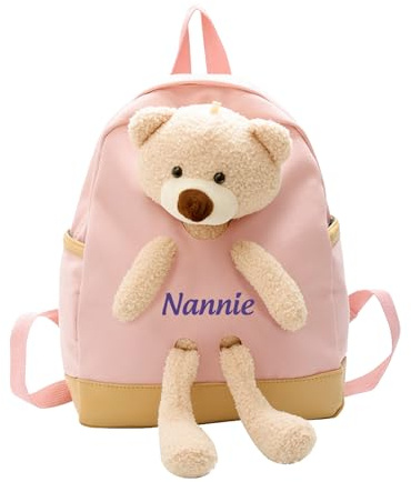 Presentimental Sac à Dos pour Enfants Personnalisés avec Nom pour Jardin d'enfants École primaire Cadeaux pour Fils Filles Sacs de rentrée (Rose)