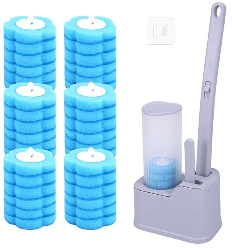 Einweg Klobürste Einweg WC Klobürste Toilettenbürste mit 36 Stück Reiniger Nachfüllungen Toilettenbürste Set mit Schmale Fugenreinigungsbürste für Badezimmer Waschbecken Badewanne Boden(Blau)