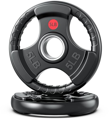 XDDIAS Hantelscheiben aus Gummi für Langhantel, 5.1 cm olympische Griffplatte für Krafttraining, Gewichtheben und Bodybuilding in Home & Gym, Massive Gusseisen Hantelscheiben Paar und Sets (2x5LB)