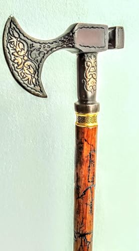 Nautical Brass Antique Axe Viking Walking Stick Canes Aluminum Handle