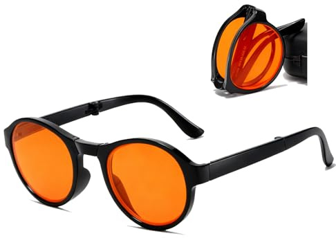 FANKIE Blue Light Blocking Glasses Red Sleep Glasses - Relieve Eye Strain & Improve Sleep, Anti-Glare for Women Men, Foldable & Lightweight