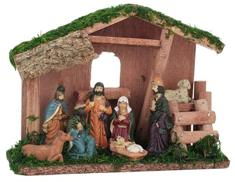 Viahsen Crèches avec étable, Cadeau Religieux, Scènes de Noël pour L'intérieur et L'extérieur, Champêtre, Style A