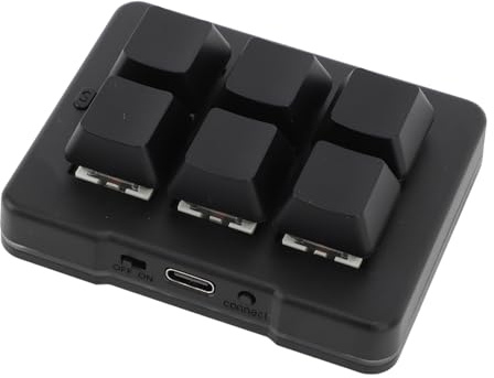 Cuifati 6 Key Gaming Keyboard, Wired USB 2.4G Bluetooth RGB Mini Mechanical PC Keypad, Fully Programmable with Blue Switches, Portable One Handed Mechanical Gaming Keyboard
