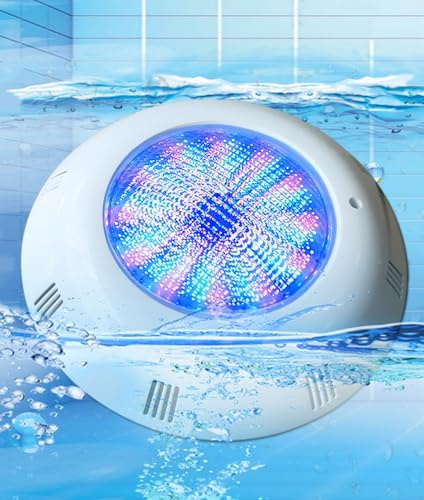 BARCELONA LED Projecteur LED Piscine RGB 24W AC12V IP68 Submersible Ø295mm Lumière Sous-Marine LED SMD2835 avec Télécommande Montage Surface pour Piscines, Spa, Fontaine et Jardin