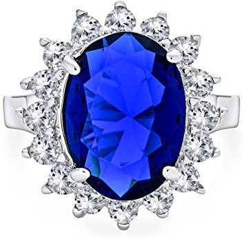 Personalisieren Klassische Traditionelle 6CTW Königsblau CZ Krone Halo Oval Zirkonia Simulierte Saphir Verlobung für Frauen Versprechen Ring .925 Sterling Silber Anpassbar