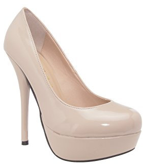 Andrés Machado - Elegante Pumps aus Lederimitat für Junge Frauen mit 14 cm Absatz – AM453 – Stilettos hohe Damenschuhe mit Plateau für den Frühling –Lack Beige Größe EU 35