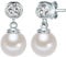 Rafaela Donata Damen-Ohrstecker 925/- Sterling Silber Zirkonia und Muschelkernperle 8 mm Weiß Rund - Perlenohrschmuck Perlenohrhänger Silberohrstecker