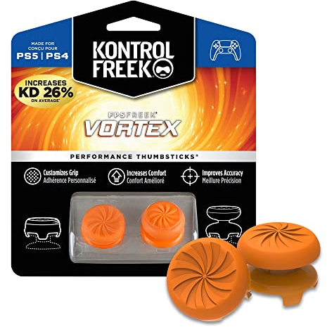KontrolFreek FPS Freek Vortex für PlayStation 4 (PS4) Controller | Performance Thumbsticks | 2 x Hoch Konkav | Rot