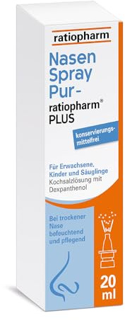 NasenSpray PUR-ratiopharm® PLUS, 20 ml | Befeuchtet, reinigt und pflegt die Nasenschleimhaut – mit Dexpanthenol, bereits für Säuglinge geeignet