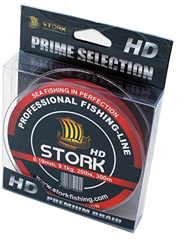 Stork HD, 4-Fach geflochtene Angelschnur 300m (Rot, 30 lbs / 13.6 kg / 0.23 mm)