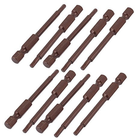 sourcing map 1/4 Inch Shank 3mm Hex Tip 65mm Long Magnetic Screwdriver Bits 10pcs