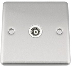 A5 TV Socket-1 Gang Satin Brushed Chrome - Classic White