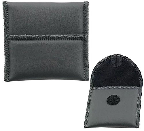 Risingmed Hearing Aids Carrying Storage Pouch, New Black PU Leather Square Storage Carry Case Holder with Velcro Seal,Perfect Size Pouch for Protacting Hearing Aids/Jewelry / Small Fragile Articles