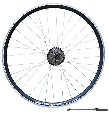 Madspeed7 QR 700c (ETRTO 622x14) Road Racing Bike REAR Wheel + 7 speed Freewheel (14-28t) - Suitable for Rim Brake only - Sealed Bearings Hub (Very smooth hub) - Double Wall - 32x Spokes