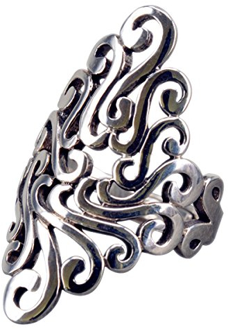 NicoWerk Silberring Ethno Vintage Breit Durchlöchert Ring Silber 925 Verstellbar Damenringe Damen Schmuck Sterling SRI208