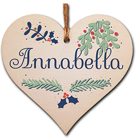 Personalised Handmade Christmas Hanging Wooden Heart Plaque Decoration Gift for someone special hang on the Xmas tree gift tag festive bauble