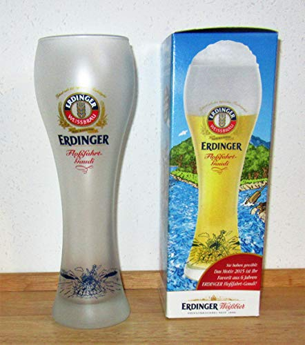 Erdinger / Bierglas/Weißbierglas/weiß satiniert/Floßfahrt-Gaudi / 2015/1 x 0,5 L.