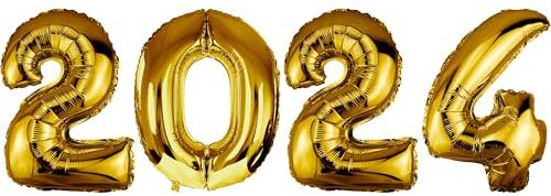 DekoRex Folienballons 2025 100cm Silvester Neujahr Deko (Gold)