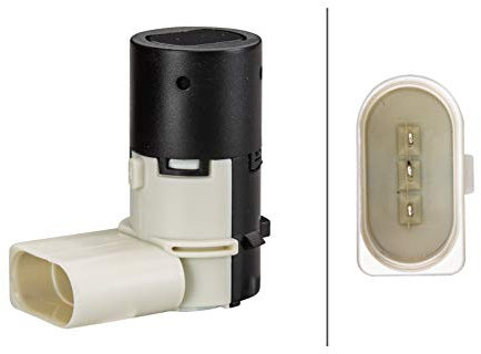HELLA 6PX 358 141-031 Sensor, Einparkhilfe - gewinkelt - 3-polig - gesteckt - lackierbar