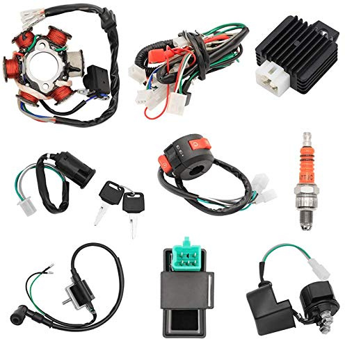 Harnais de câblage complet compatible avec kit de câblage complet pour vélo électrique chinois 50 cc, 70 cc, 90 cc, 110 cc, 125 cc, démarrage électrique chinois, ATV, quad, pit, Dirt Bike Buggy Go