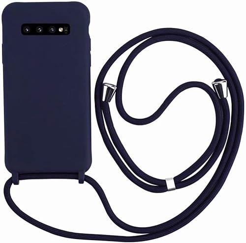 Ququcheng Kompatibel mit Samsung Galaxy S10 Hülle,Handykette Hülle Silikon Seil Necklace Handyhülle mit Kordel Tasche TPU Bumper Schutzhülle für Samsung Galaxy S10-Blau
