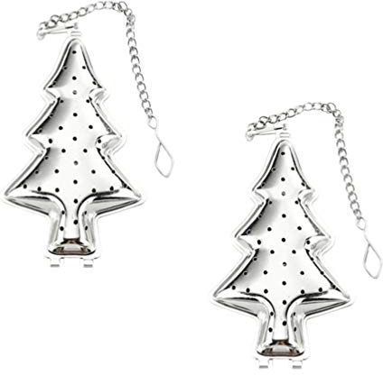2stücke Edelstahl Teesieb Im Weihnachtsbaum-design Kreativer Teefilter Teestrainer Für Losen Tee Für Zuhause Und Tee Shops